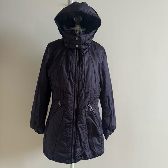 Frandsen Jacket Women's EU 38 US 8/10 Black Quilted Coat Removable Hood Denmark - Picture 1 of 16